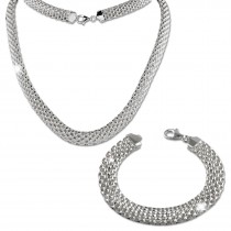 SilberDream Schmuckset Geflecht Halskette & Armband 925 Sterling Silber SDS2202J