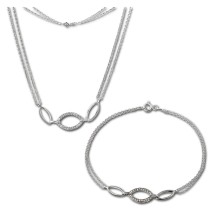 SilberDream Schmuckset Oval Zirkonia Kette & Armband 925 Silber SDS425W