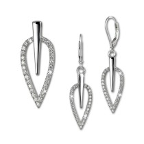 SilberDream Schmuck Set Anhänger und Ohrringe Blatt Zirkonia Silber SDS4902W