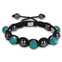 Shamballa Armband original Sterlinx mit 5 türkis Glitzerkugeln SHS51T