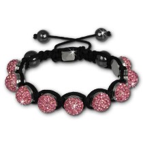 Shamballa Armband original Sterlinx mit 9 rosa Glitzerkugeln SHS90A