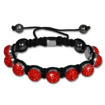 Shamballa Armband original Sterlinx mit 9 roten Glitzerkugeln SHS90R