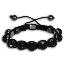 Shamballa Armband original Sterlinx mit 9 schwarzen Glitzerkugeln SHS90S