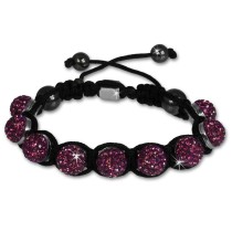 Shamballa Armband original Sterlinx mit 9 lila Glitzerkugeln SHS90V