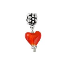 IMPPAC 925 Silber Bead Glas Dangle rot European Beads SMQ048R