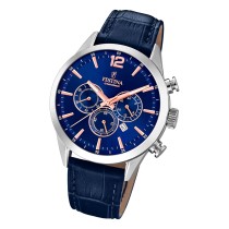 Festina Herren Armbanduhr Timeless Chronograph F20542/4 Leder blau UF20542/4