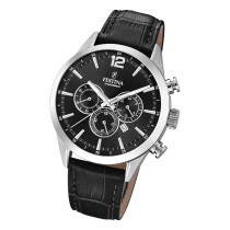 Festina Herren Armbanduhr Timeless Chronograph F20542/5 Leder schwarz UF20542/5