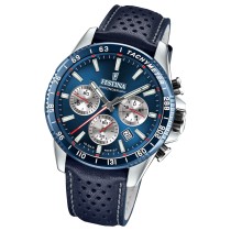 Festina Herrenuhr Timeless Chronograph Armbanduhr Leder dunkelblau UF20561/2