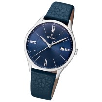Festina Herrenuhr Klassik Armbanduhr Leder blau UF20689/3