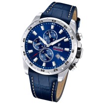 Festina Herrenuhr Leder blau Festina Timeless Chronograph Armbanduhr UF20692/2