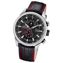 Festina Herrenuhr Timeless Chronograph Armbanduhr Leder schwarz rot UF20695/6