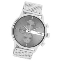 Oozoo Herren Armbanduhr Timepieces Analog Metall Mesh silber UOC11101