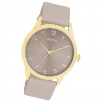 Oozoo Damen Armbanduhr Timepieces Analog Leder hellgrau taupe UOC11328