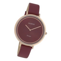 Oozoo Damen Armbanduhr Ultra Slim C9851 Analog Leder weinrot UOC9851