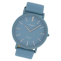 Oozoo Damen Armbanduhr Ultra Slim C9877 Quarzwerk Leder hellblau UOC9877