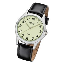 Regent Herren Armbanduhr Analog 1112426 Quarz-Uhr Leder schwarz UR1112426