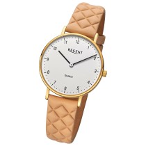 Regent Damenuhr Edelstahl-Armbanduhr Analog Lederarmband URBA854