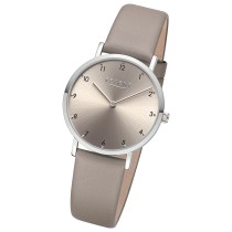 Regent Damenuhr Edelstahl-Armbanduhr Analog Lederarmband URBA864