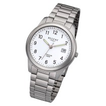 Regent Herren Armbanduhr Analog F-208 Quarz-Uhr Titan silber URF208