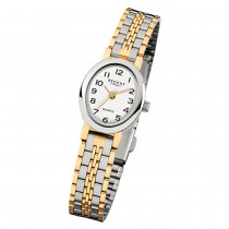 Regent Damen-Armbanduhr F-393 Quarz-Uhr Mini Stahl-Armband silber gold URF393