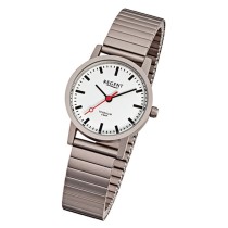 Regent Damen, Herren-Armbanduhr F-476 Quarz-Uhr Titan-Armband silber grau URF476