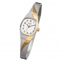Regent Damen-Uhr Mineralglas Quarzwerk Edelstahl silber gold URF625