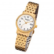 Regent Damen-Armbanduhr F-717 Quarz-Uhr Stahl-Armband gold URF717