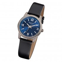 Regent Damen-Armbanduhr F-867 Titan-Uhr Leder-Armband schwarz URF867