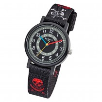 Regent Kinder Piratenuhr Aluminium Textil schwarz rot weiß Jungen Uhr URF950