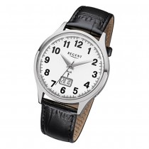 Regent Herren-Armbanduhr 32-FR-228 Funkuhr Leder-Armband schwarz URFR228