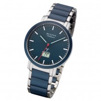 Regent Armbanduhr Analog Digital FR-254 Funk-Uhr Metall blau silber URFR254