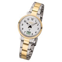Regent Funkuhr Analog Digital FR-258 Funk-Uhr Metall gold silber URFR258