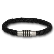 Amello Megabeads Leder Armband schwarz Edelstahl Verschluß AMA475S19