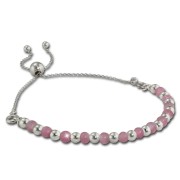 Armäleon Damenarmband Komplettset Kugeln rosa Design+Verschluss 925er ARS002A