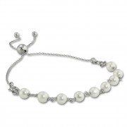 Armäleon Damenarmband Komplettset Perlen weiß Design+Verschluss 925er ARS004W