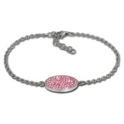 Amello Edelstahl Armband Oval 18cm rosa Damen Stahlschmuck ESAS01A