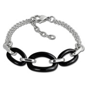 Amello Armband Keramik Ovale schwarz Damen Edelstahlschmuck ESAX16S