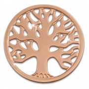 Amello Edelstahl Coin Lebensbaum rose für Coinsfassung Stahlschmuck ESC502E