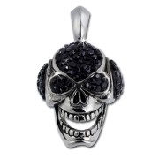 Amello Totenkopf Kettenanhänger schwarze Zirkonia Edelstahlschmuck ESHS50S