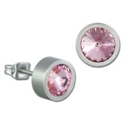 Amello Edelstahl Ohrstecker rund Zirkonias rosa Ohrring ESOS03A