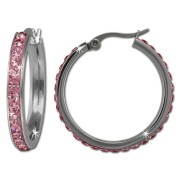 Amello Creole 30mm Edelstahl Zirkonias rosa Ohrring ESOS04A