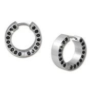 Amello Creole Edelstahl Zirkonia schwarz Damen Stainless Steel Ohrring ESOS12S