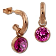 Amello Edelstahl Creole rosegold Zirkonias Zirkonia fuchsia ESOS51P