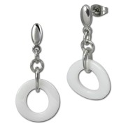 Amello Ohrringe Keramik Ring weiß Damen Edelstahlschmuck ESOX01W