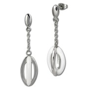 Amello Ohrringe Keramik Ellipse weiß Damen Edelstahlschmuck ESOX09W