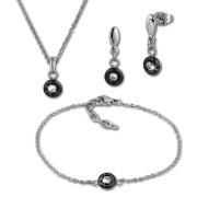 Amello Edelstahlschmuckset Keramik Zirkonia Kette, Armband, Ohrring ESSX35S