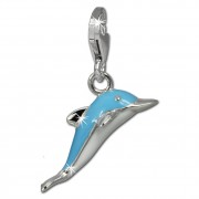 SilberDream Charm Delfin hellblau 925er Armband Anhänger FC831H