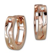 GoldDream Creole Welle Zirkonia Ohrring 333er Rosegold Echtschmuck GDO5061E