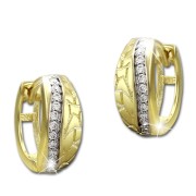 GoldDream Creole Welle Zirkonia weiß Ohrring 333 Gelbgold Echtschmuck GDO527WY