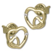 GoldDream Ohrstecker Doppelherz Zirkonia Ohrring 333 Gold Echtschmuck GDO5638Y